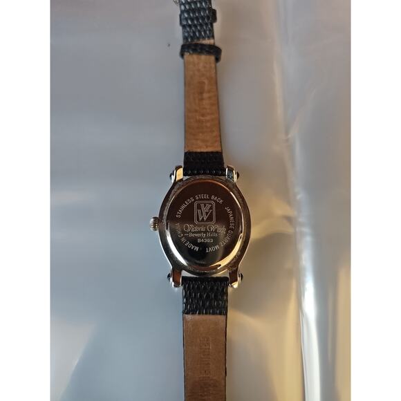 Victoria Wieck of Beverly Hills Womens Wrist Watch Black Leather Silver - Picture 9 of 10